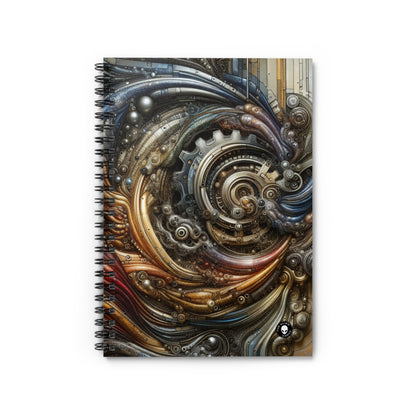 "Bio-Mech Cityscape: Harmonious Fusion" - The Alien Spiral Notebook (Ruled Line) Bio-mechanical Art