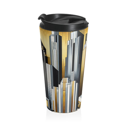 "Artistic Deco Dreamscape" - The Alien Mug de voyage en acier inoxydable Art Déco