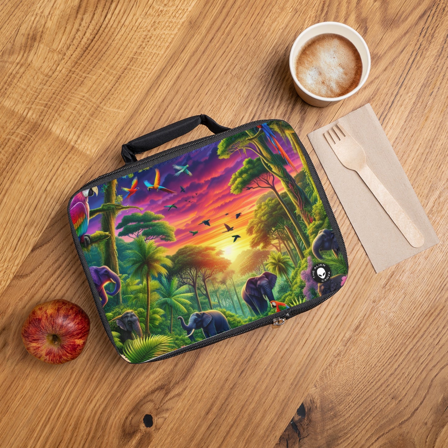 « Coucher de soleil dans la nature : une aventure dans la jungle arc-en-ciel » – Le sac à lunch Alien