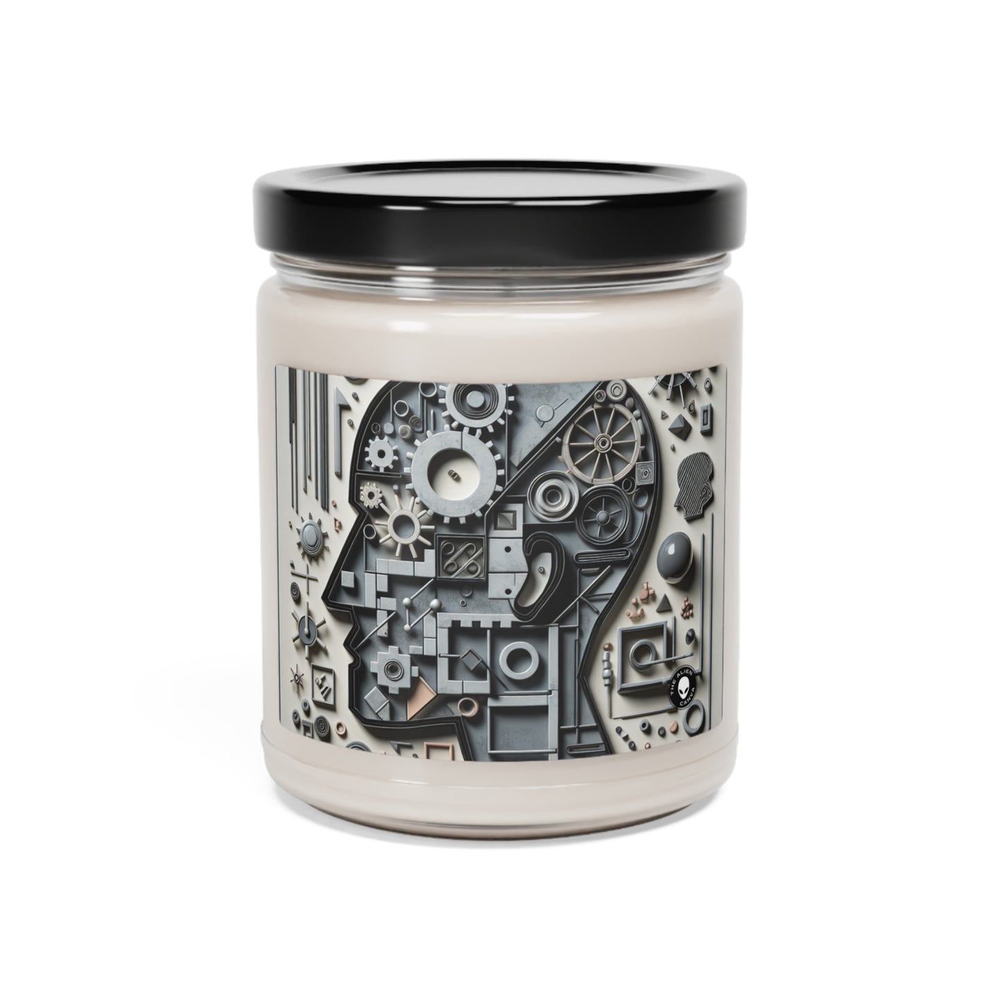 "Couches temporelles : le voyage de la vie à travers l'imagerie abstraite" - La bougie de soja parfumée Alien 9oz Art conceptuel