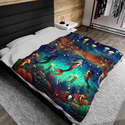 "Glowing Jellyfish City: A Whimsical Underwater World" - The Alien Velveteen Plush Blanket