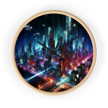 "Neon Skyline: A Futuristic Cityscape" - The Alien Wall Clock