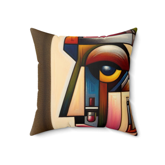 "My Cubist Reflection" - The Alien Spun Polyester Square Pillow Cubism