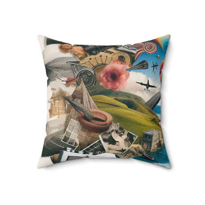 "NatureTech Metropolis: A Vision of Harmonious Coexistence"- The Alien Spun Polyester Square Pillow Photomontage