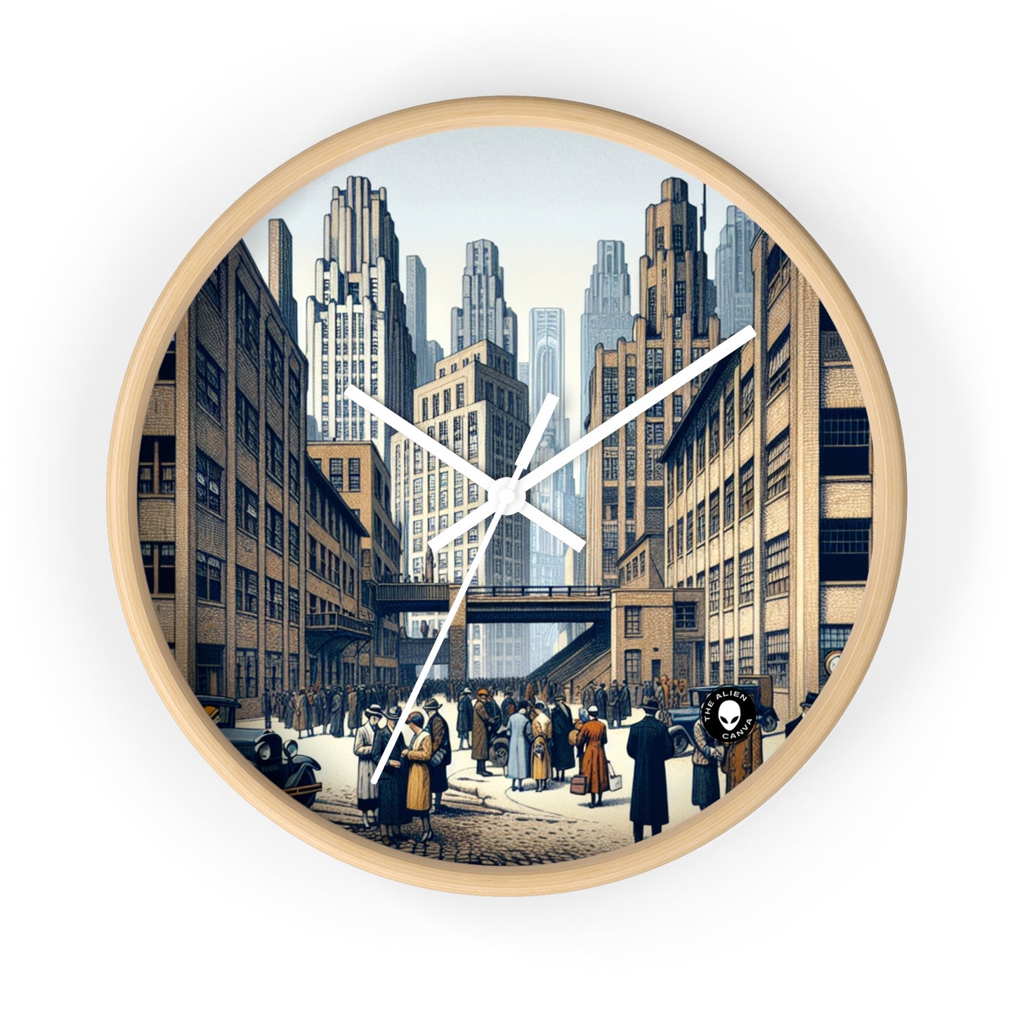 "Géométrie urbaine : un paysage urbain moderne dans une nouvelle objectivité" - L'horloge murale Alien New Objectivity