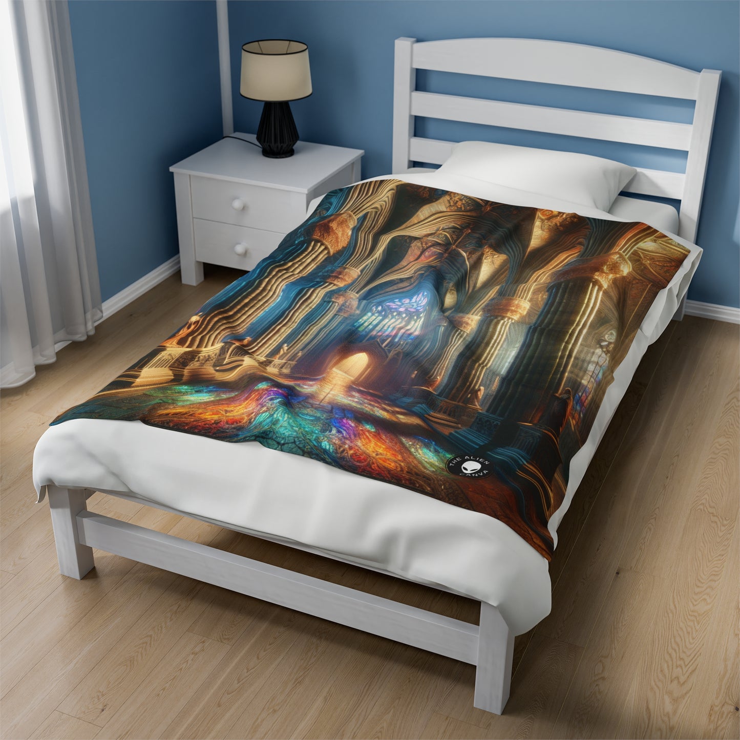 Shadows of the Gothic Cathedral - The Alien Velveteen Plush Blanket Gothic Art