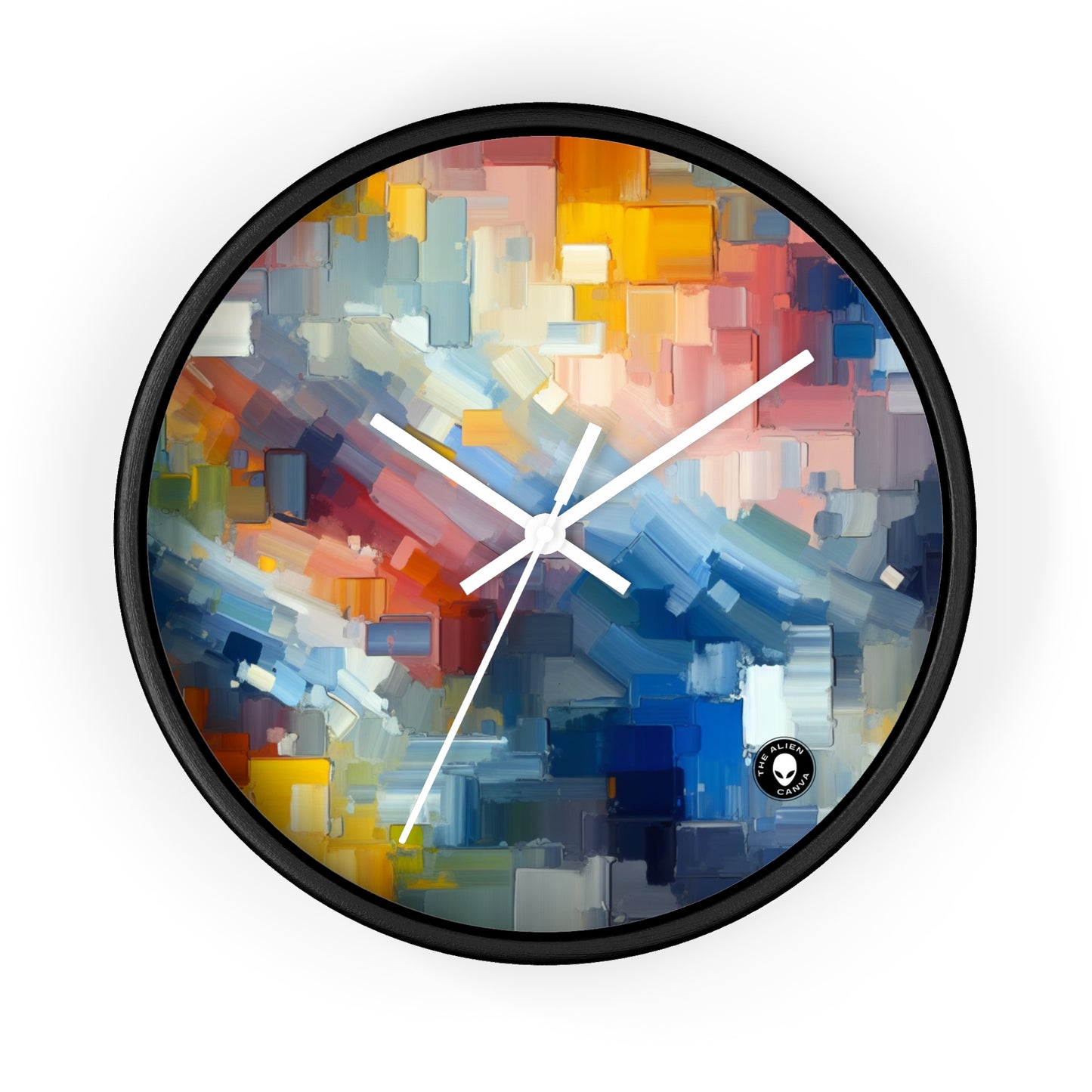 "Atardecer tranquilo: una pintura de campo de color pastel suave" - ​​La pintura de campo de color del reloj de pared alienígena