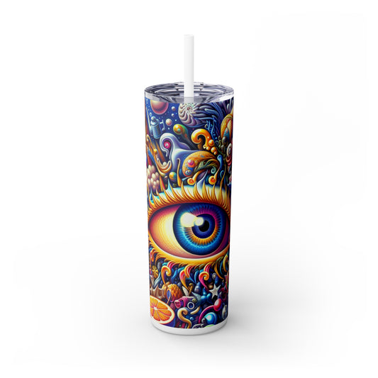 "Cityscape Dreams: A Surreal Night Scene" - The Alien Maars® Skinny Tumbler with Straw 20oz Magic Realism