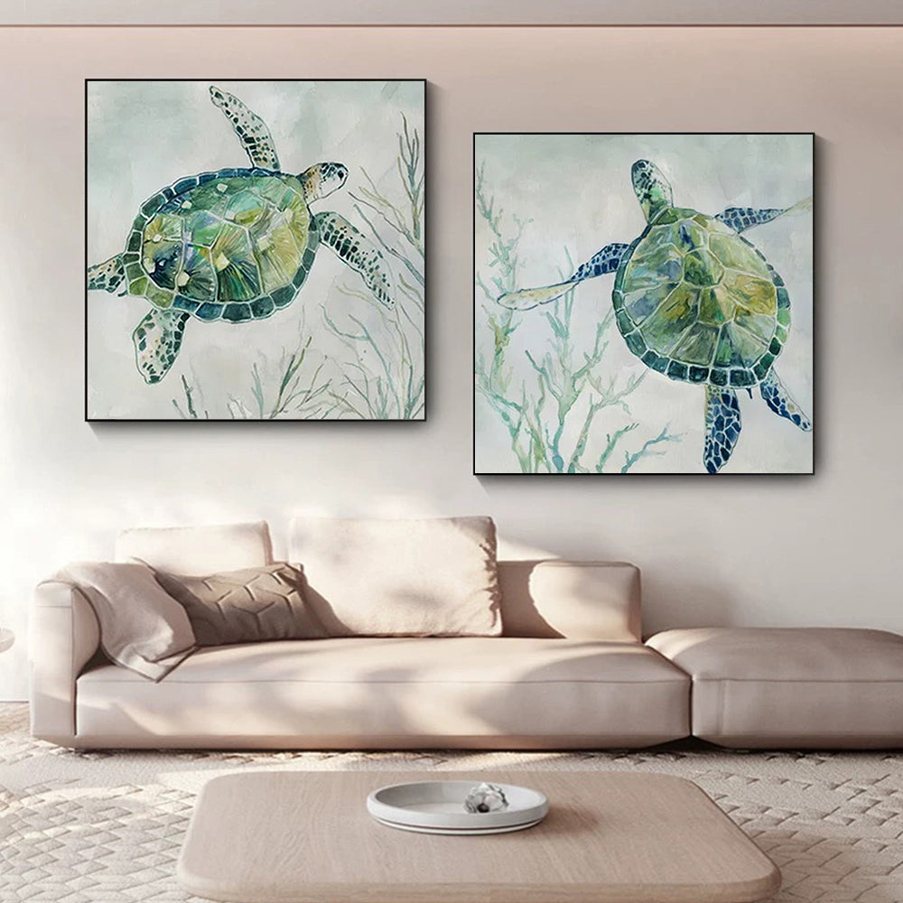 Peinture sur toile de tortue, affiche d'art mural