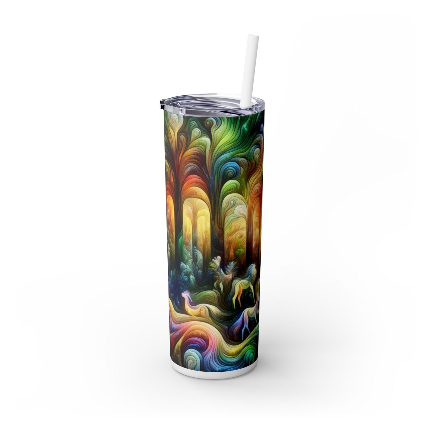 "Ethereal Enchantment: The Mystical Forest" - The Alien Maars® Skinny Tumbler with Straw 20oz