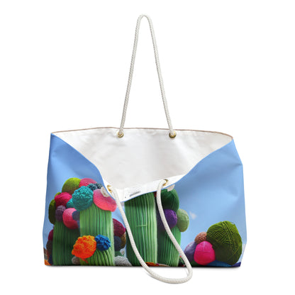 "Cactus remplis de fil dans le ciel" - Le style Alien Weekender Bag Yarn Bombing (Fiber Art)