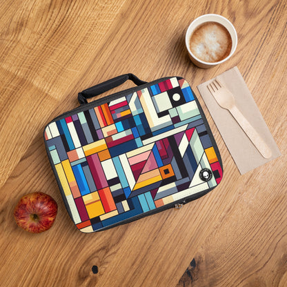 "Futuristic Cityscape: A Geometric Perception"- The Alien Lunch Bag Hard-edge Painting