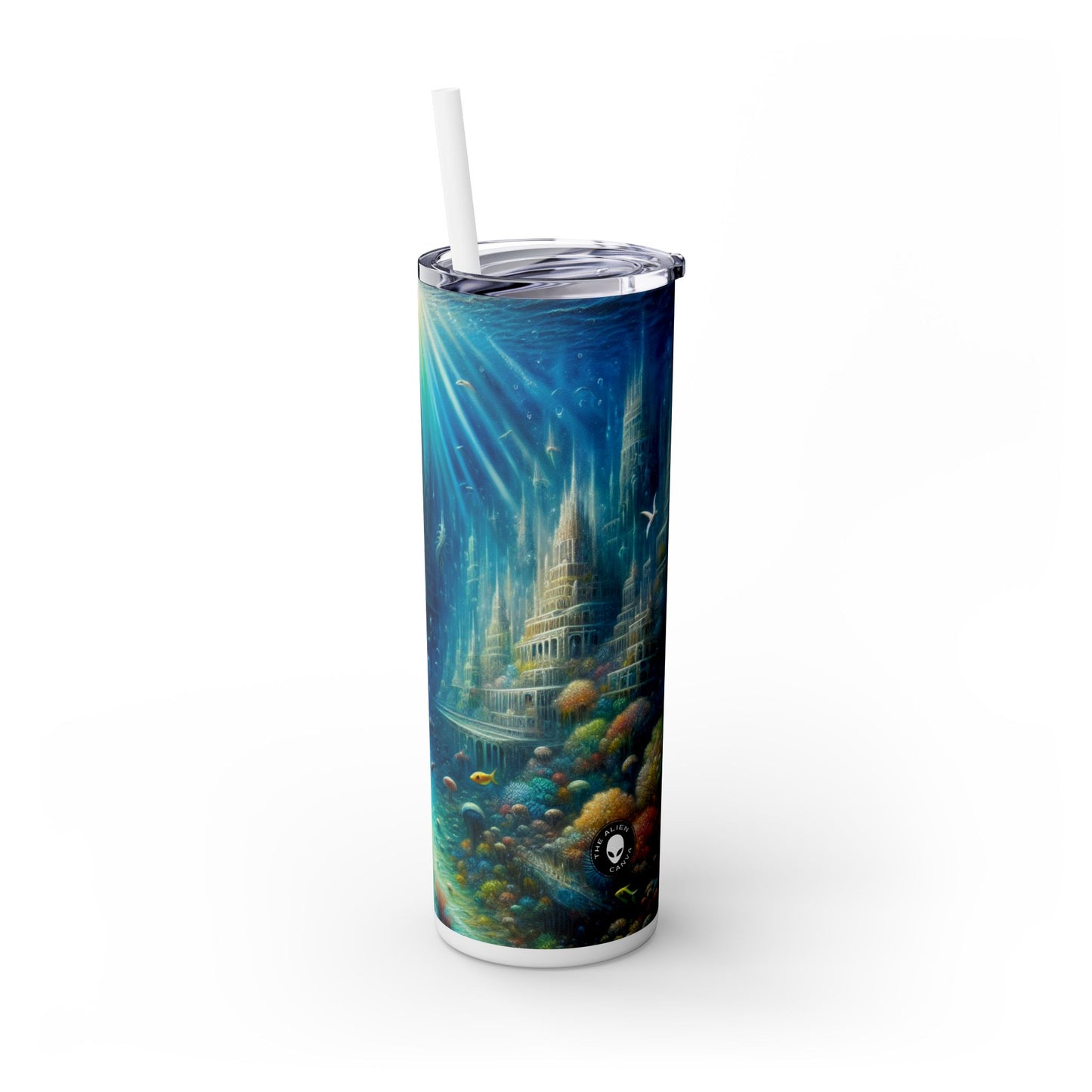 "Enchanted Underwater City" - The Alien Maars® Skinny Tumbler with Straw 20oz