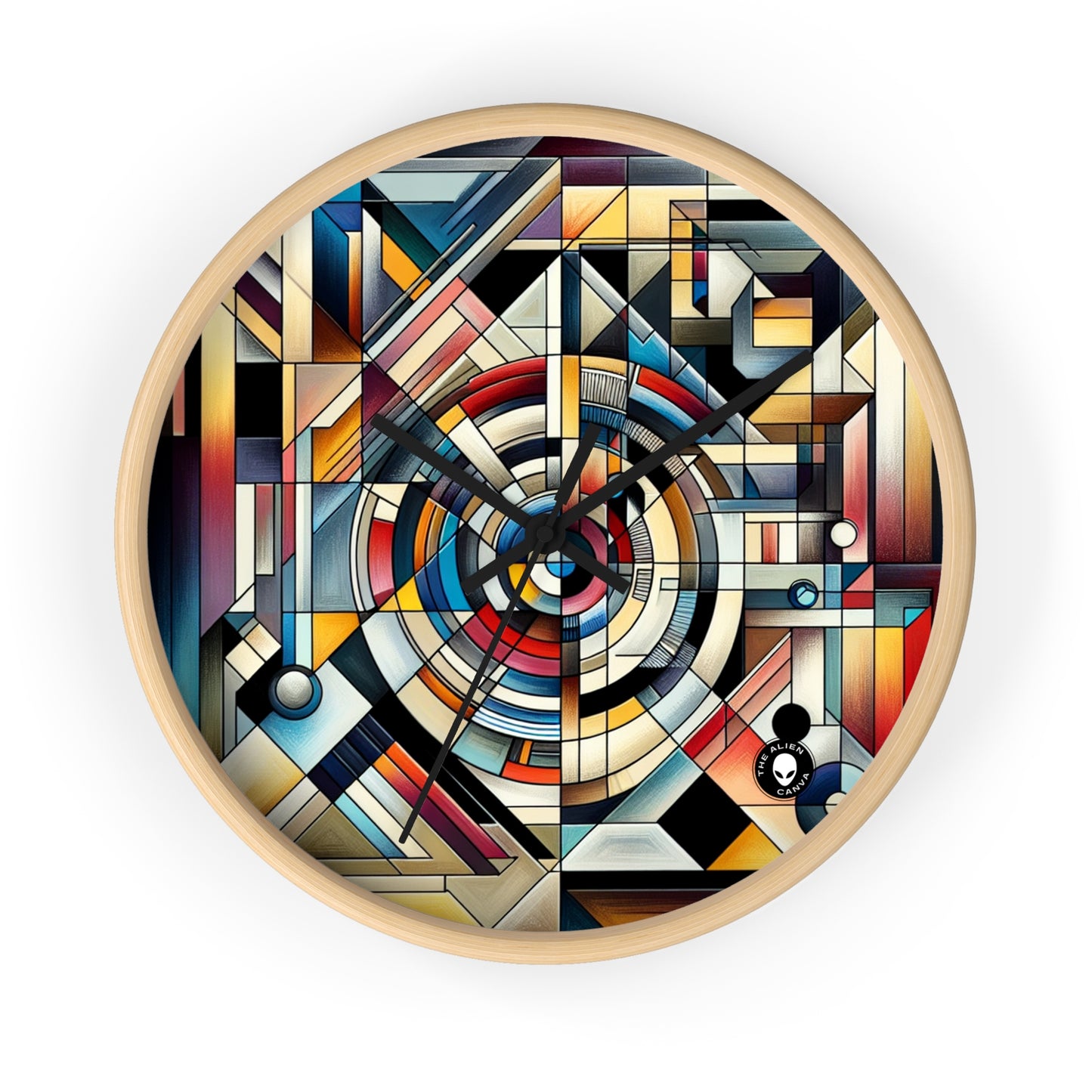 "City Lights: Geometric Nightfall" - The Alien Wall Clock Geometric Abstraction