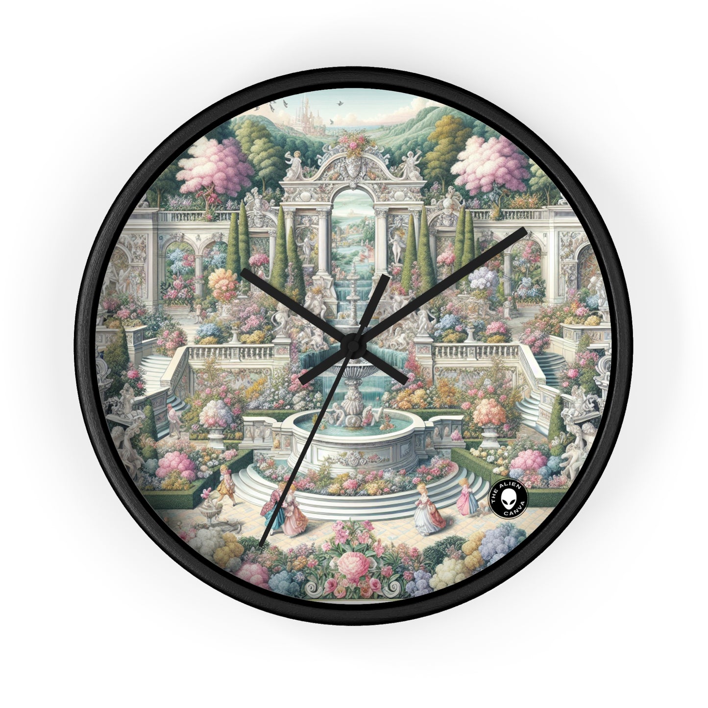 "Garden Elegance: A Rococo Affair" - L'horloge murale Alien Rococo