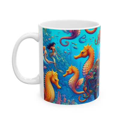 "Seahorse Serenade: A Magical Underwater Journey" - The Alien Ceramic Mug 11oz