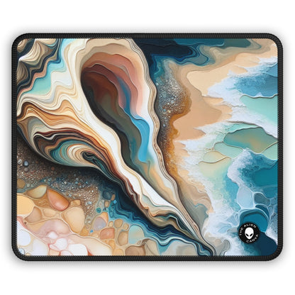 "Una vista a la playa a través de una concha marina" - The Alien Gaming Mouse Pad Acrylic Pouring