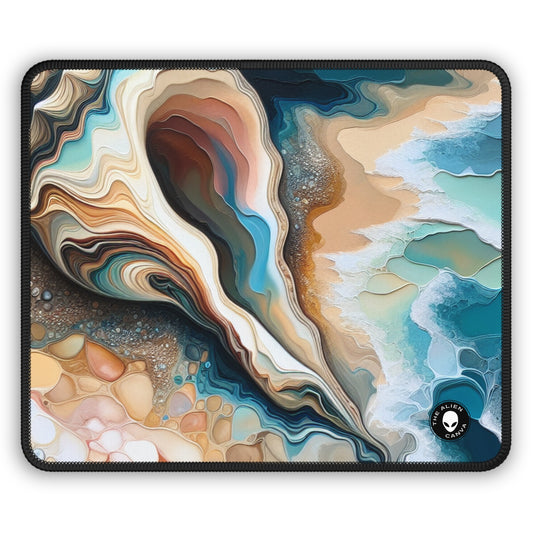 "A Beach View Through a Sea Shell" - The Alien Gaming Mouse Pad Acrylic Pouring