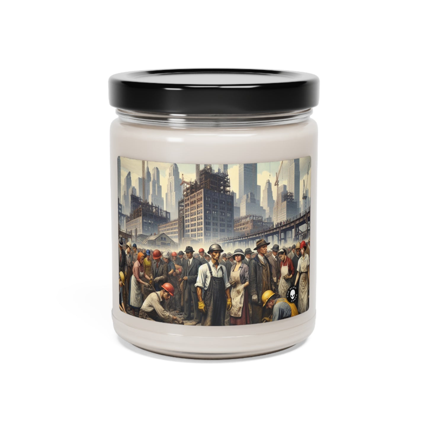 Title: "Unity in Action: Celebrating Solidarity's Triumph" - The Alien Scented Soy Candle 9oz Social Realism