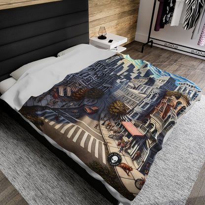 "Enchanted Passage: Transcending Reality" - The Alien Velveteen Plush Blanket Trompe-l'oeil