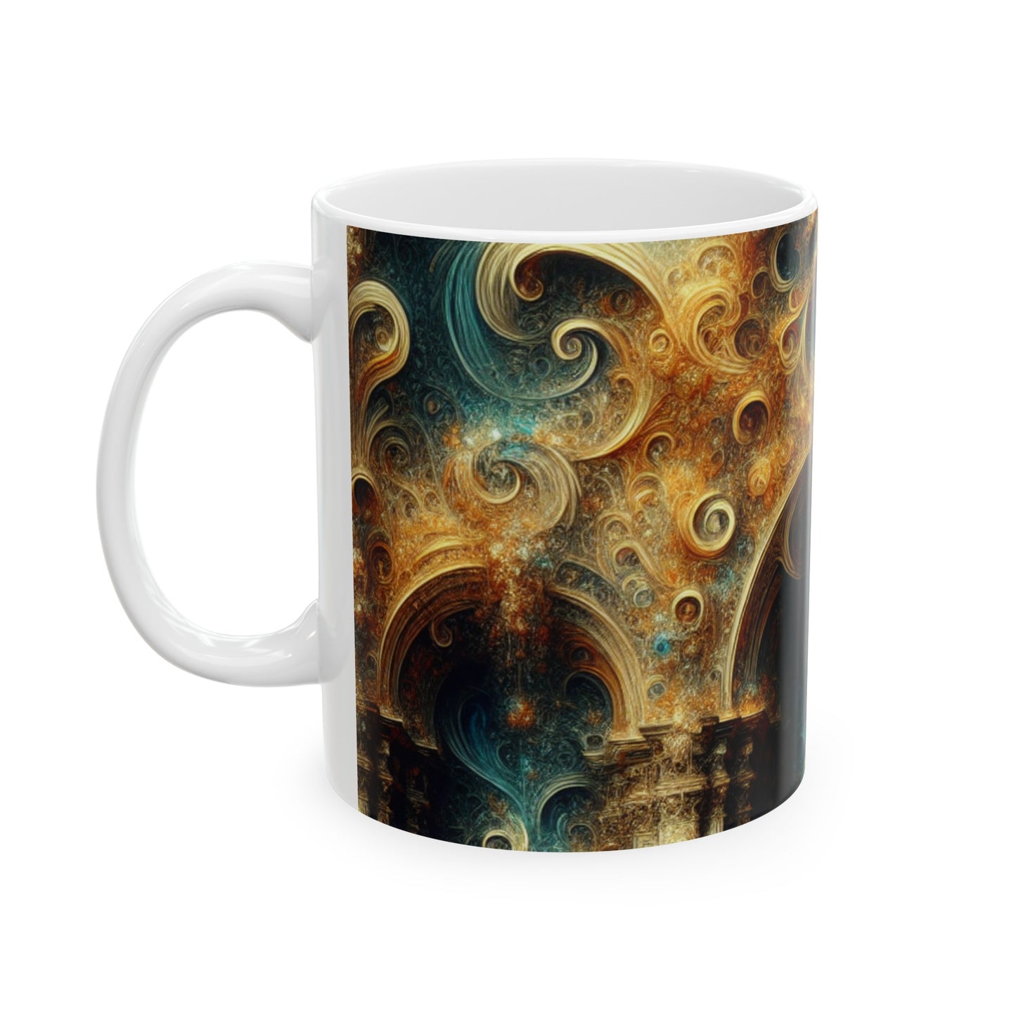 "Opulent Feasting: A Baroque Banquet" - The Alien Ceramic Mug 11oz Baroque