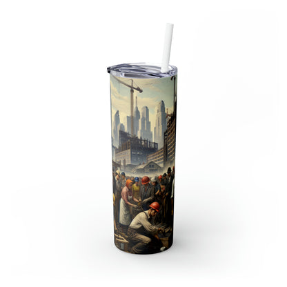 Titre : « L'unité en action : Célébrer le triomphe de la solidarité » - The Alien Maars® Skinny Tumbler with Straw 20oz Social Realism