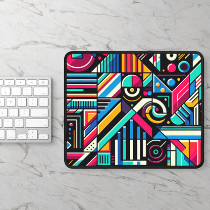 "Neon Geometric Pop" - The Alien Gaming Mouse Pad Contemporary Art Style