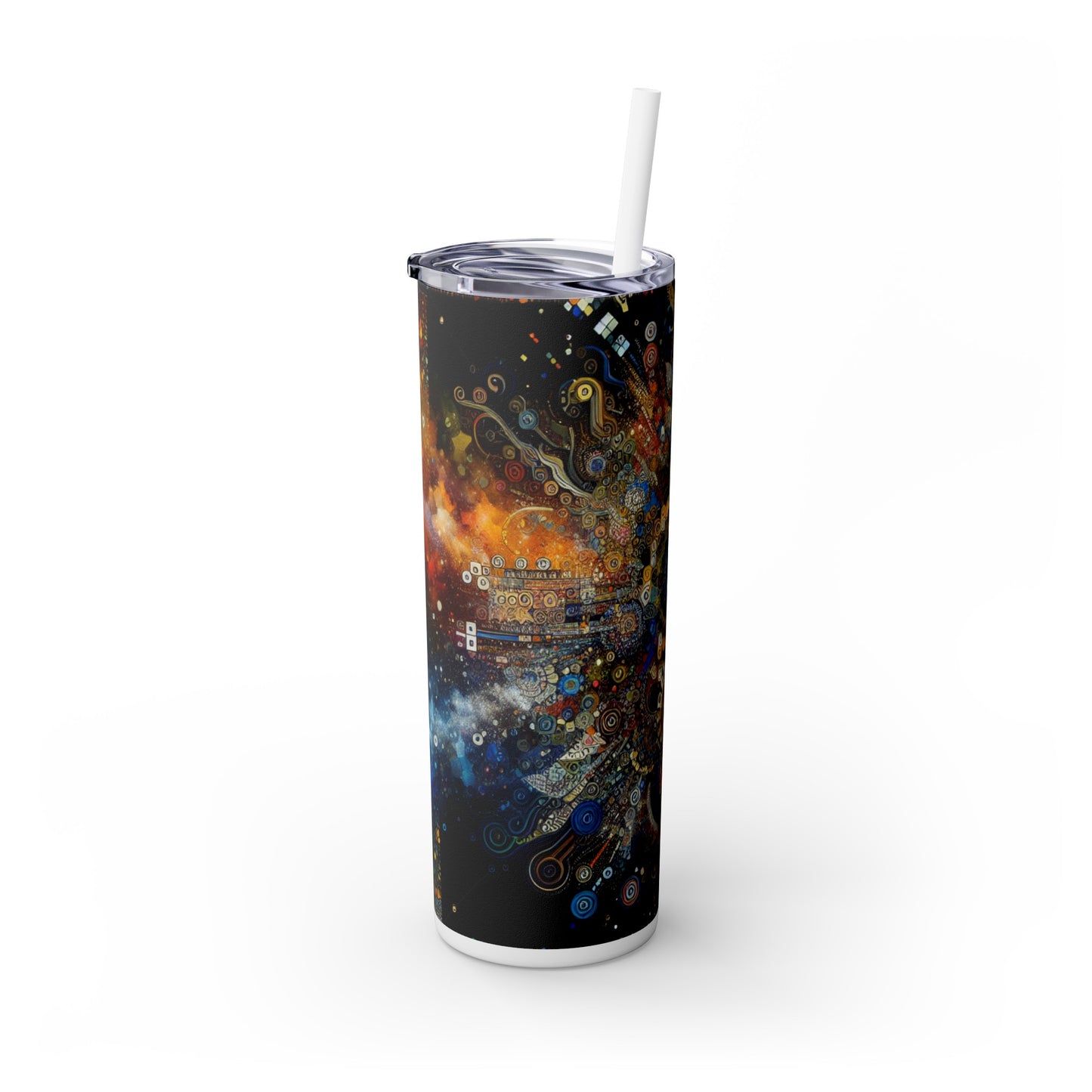 "Art corporel de la nuit étoilée : couleurs vives et traits tourbillonnants" - The Alien Maars® Skinny Tumbler avec paille 20oz Body Art