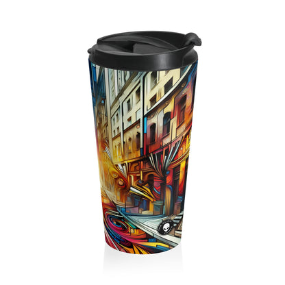 "Urban Ecosystem: A Graffiti Fusion" - The Alien Stainless Steel Travel Mug Graffiti Art