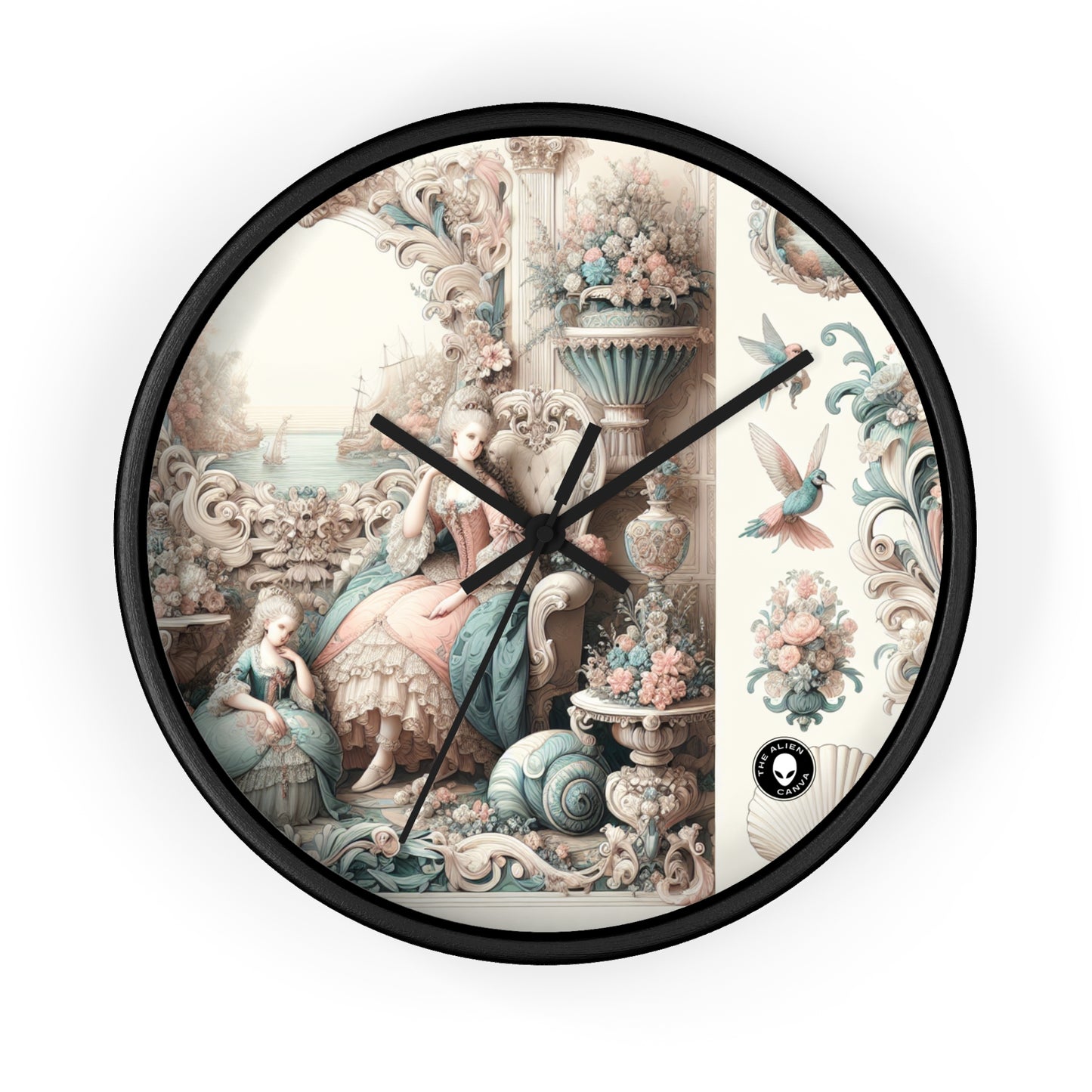 "Enchantment in Pastel Gardens: Rococo Fairy Princess" - The Alien Wall Clock Rococo