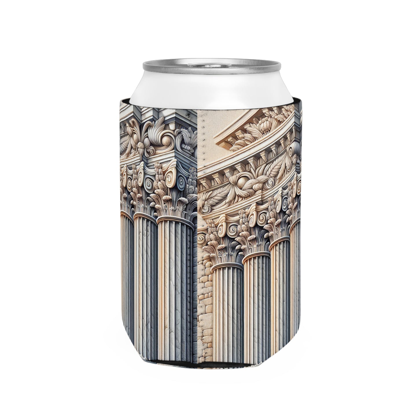 "Columnas de pared 3D: una obra de arte arquitectónica": estilo trompe-l'oeil con funda para enfriador de latas Alien