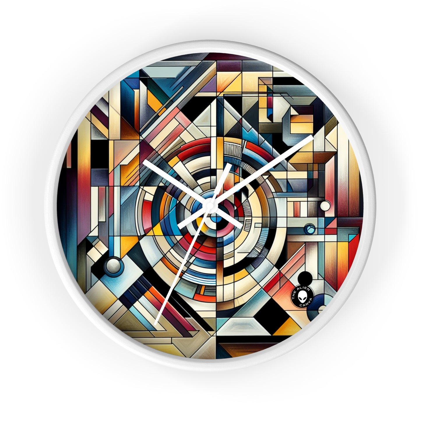 "City Lights: Geometric Nightfall" - The Alien Wall Clock Geometric Abstraction