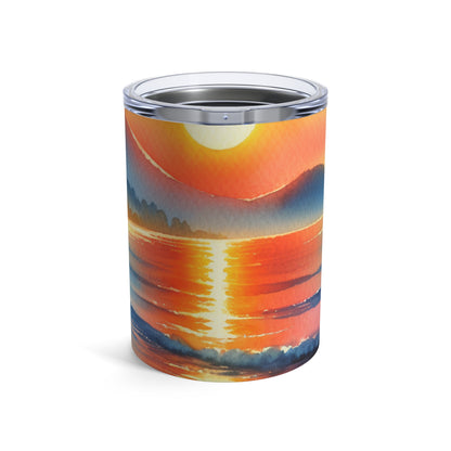 "Amanecer en la playa" - The Alien Tumbler 10oz Pintura de acuarela