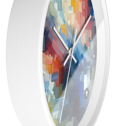 "Coucher de soleil tranquille : une peinture de champ de couleur pastel doux" - La peinture de champ de couleur de l'horloge murale extraterrestre