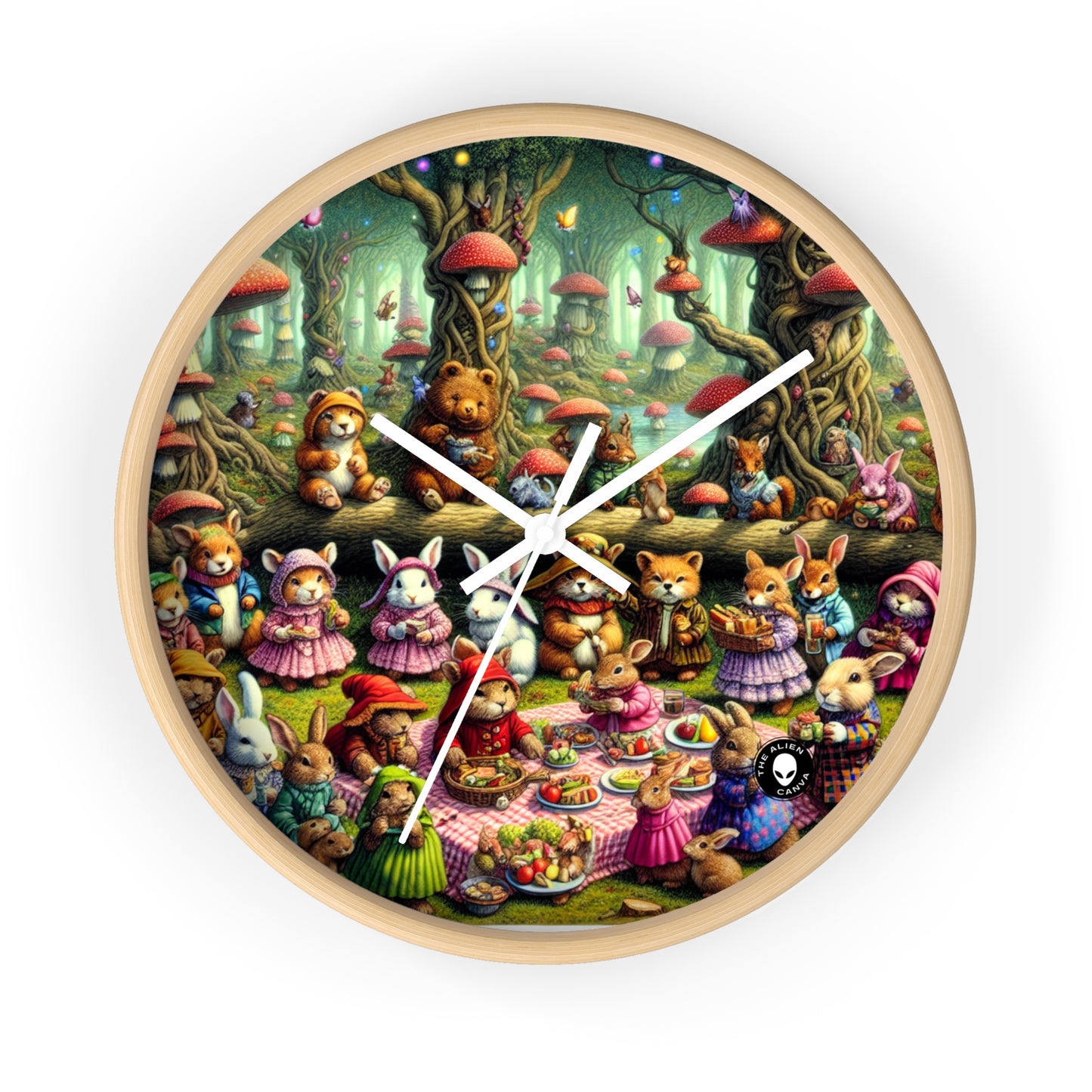 "Fantastical Forest Picnic: Animal Fashion Show" - The Alien Wall Clock