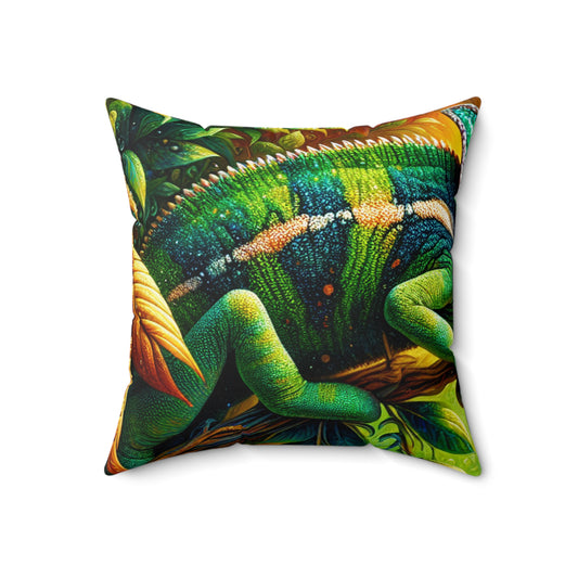 "Vibrant Woods and the Chameleon Camouflage" - The Alien Spun Polyester Square Pillow