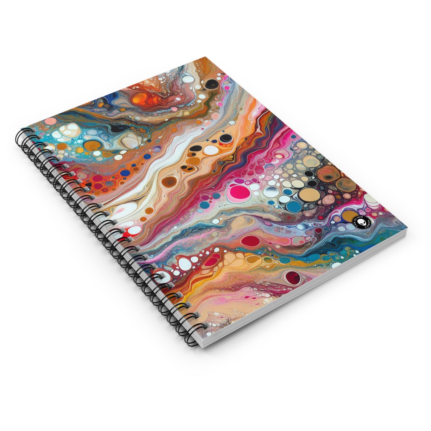 "Couleurs cosmiques : création d'une coulée acrylique fascinante inspirée des nébuleuses célestes" - Le carnet à spirale Alien (ligne lignée)