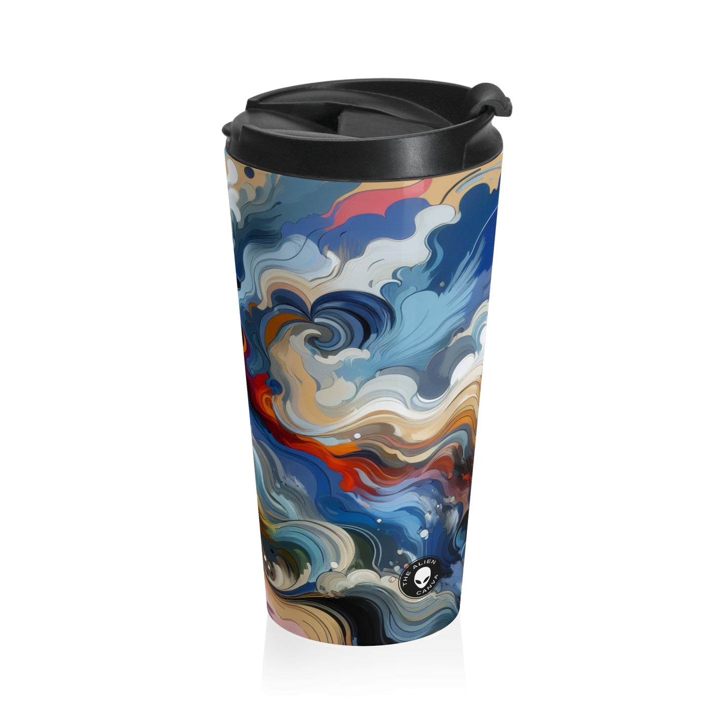 "Sunrise Serenity: An Abstract Painting Inspired by Renewal" - The Alien Stainless Steel Travel Mug Lyrical Abstraction