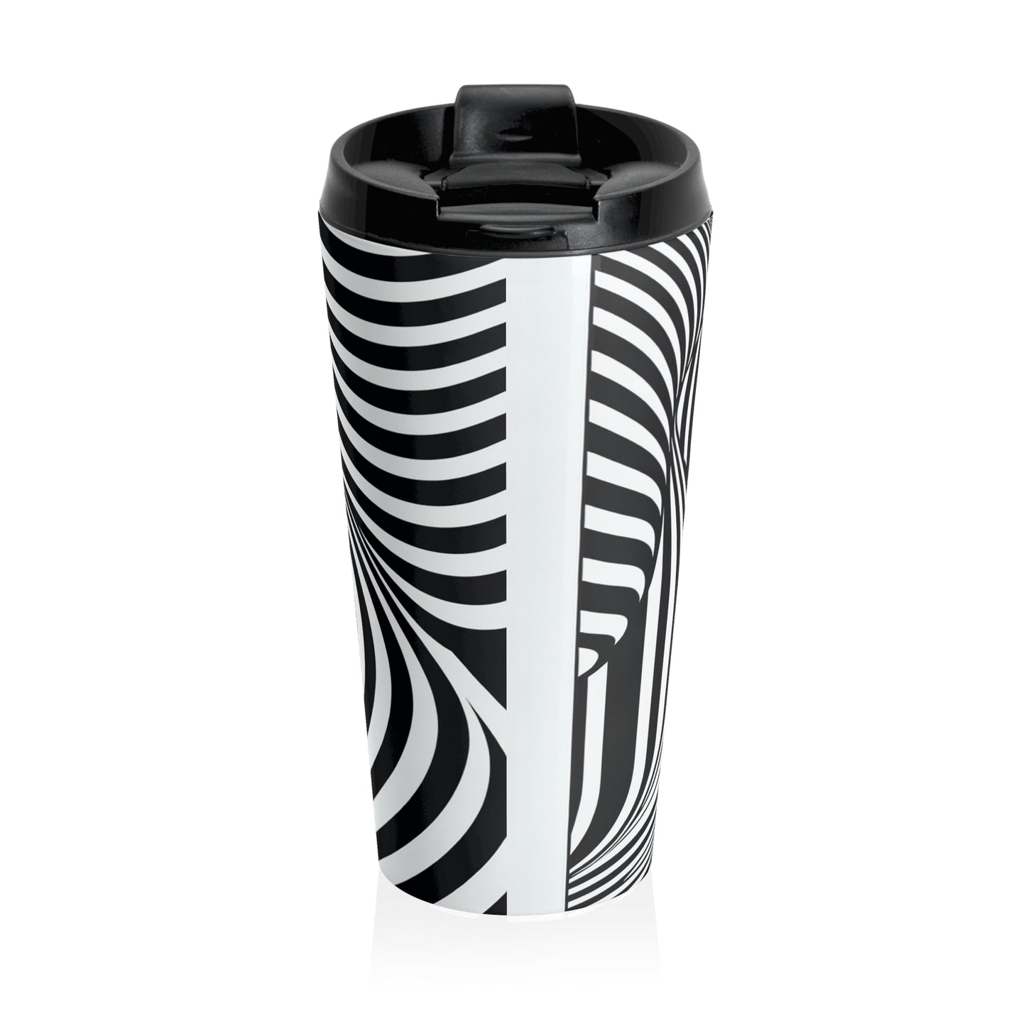 "Optical Illusion Wave" - The Alien Stainless Steel Travel Mug Op Art Style