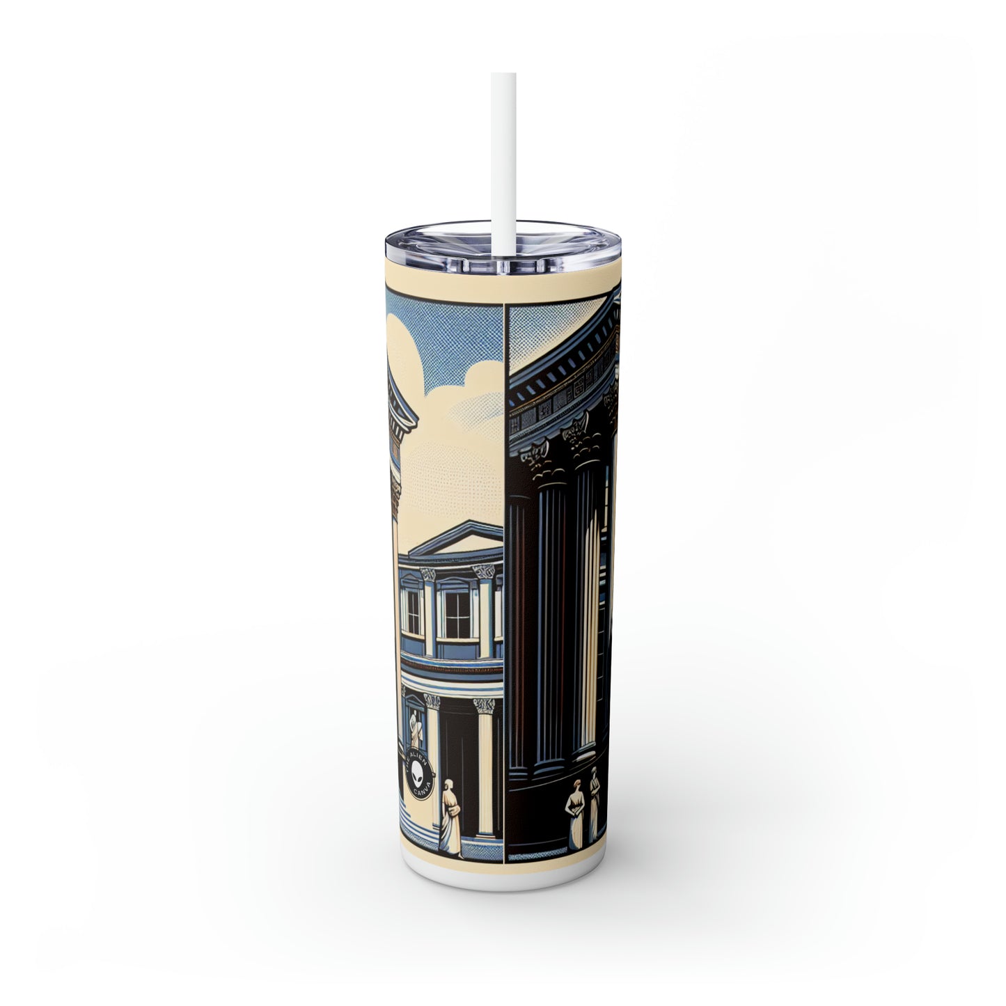 « Élégance urbaine néoclassique » - The Alien Maars® Skinny Tumbler avec paille 20oz Néoclassicisme