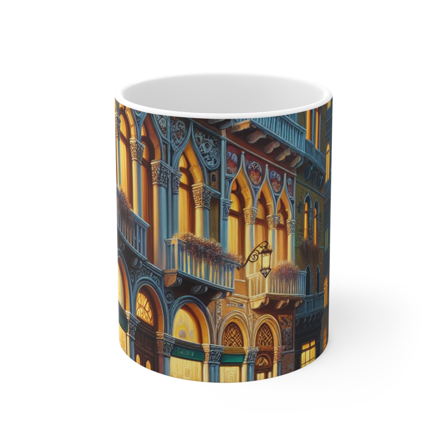 "Venetian Night: A Luminous Street Scene" - The Alien Ceramic Mug 11oz Venetian School