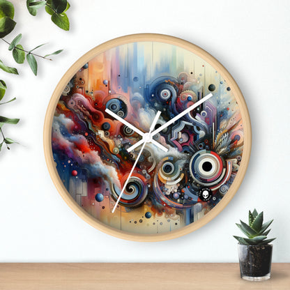 "Flux temporel : un voyage surréaliste à travers des formes abstraites et des couleurs vibrantes" - The Alien Wall Clock Avant-garde Art