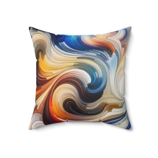 "Nature's Tranquil Symphony: A Lyrical Abstraction Masterpiece"- The Alien Spun Polyester Square Pillow Lyrical Abstraction