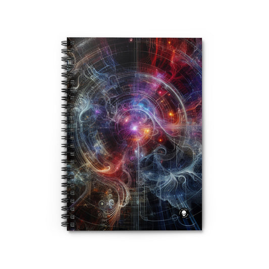 "Nature's Neon Metropolis: A Surreal Fusion of Technology and Greenery" - The Alien Spiral Notebook (Ruled Line) Digital Art
