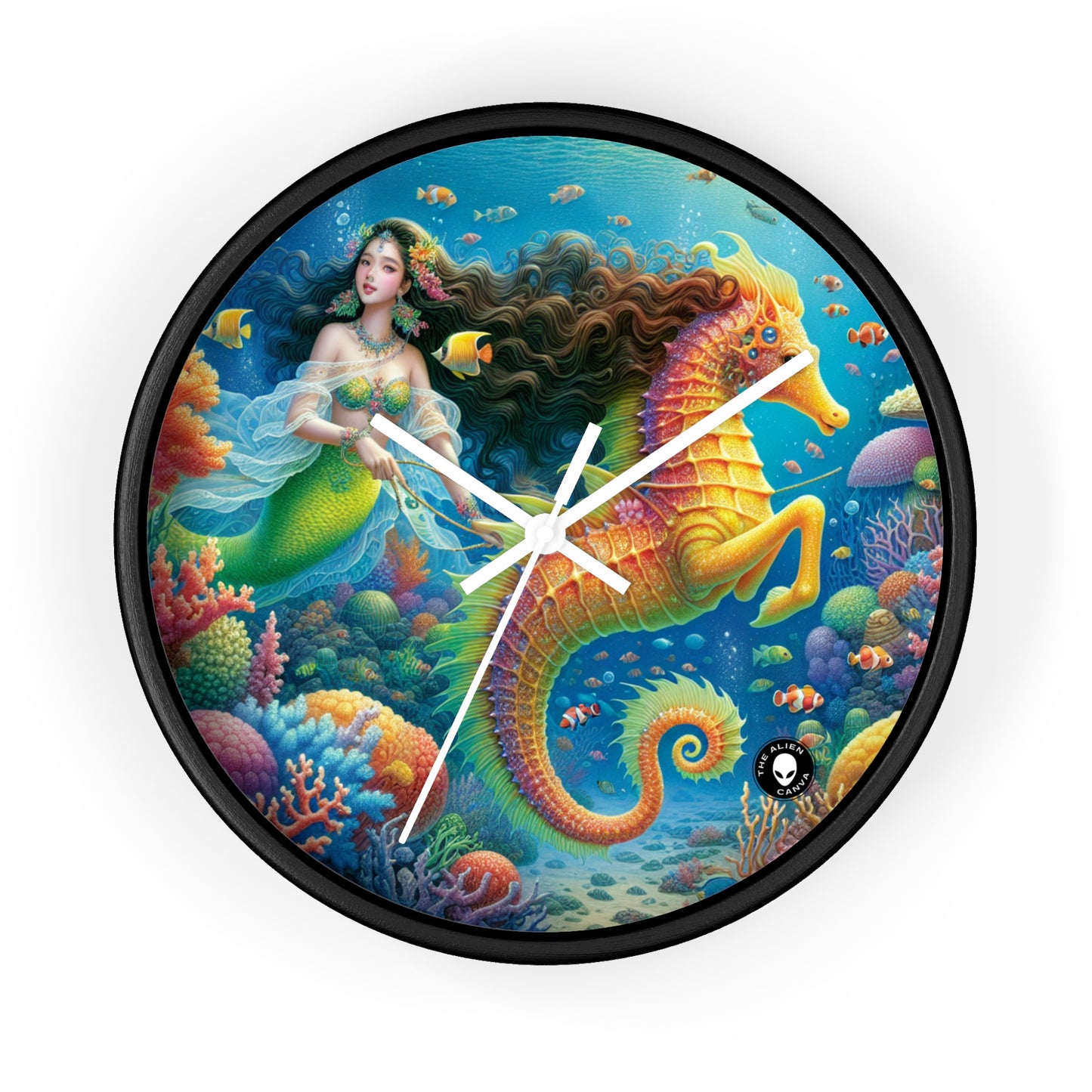 "Mermaid's Magical Coral Ride" - The Alien Wall Clock