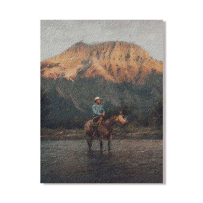 Home Fashion Vintage Cowboy Portrait Oil On Canvas Poster