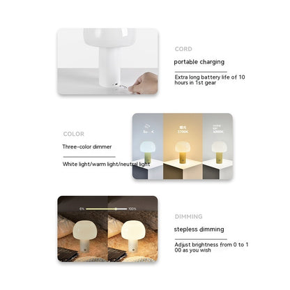 Petite lampe de bureau champignon, chargement sans fil, lumière d'ambiance tactile