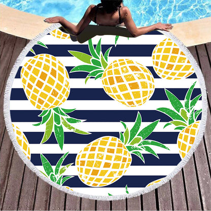 Summer round printed beach towel