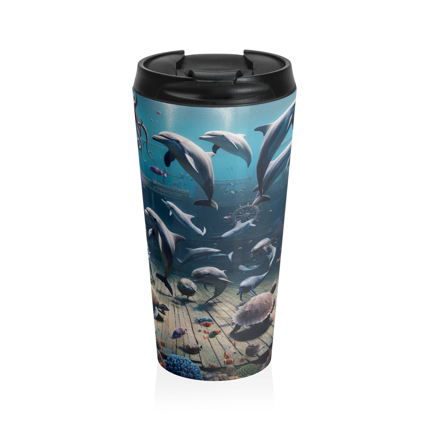 "Shipwreck Soiree: An Underwater Dance Party" - The Alien Stainless Steel Travel Mug