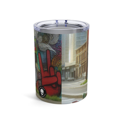 "Graffiti galáctico: un mural de arte callejero cósmico" - The Alien Tumbler 10oz Street Art